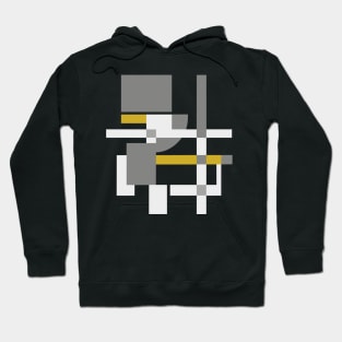 Geometric Abstract Composition Grey and Yellow Hoodie